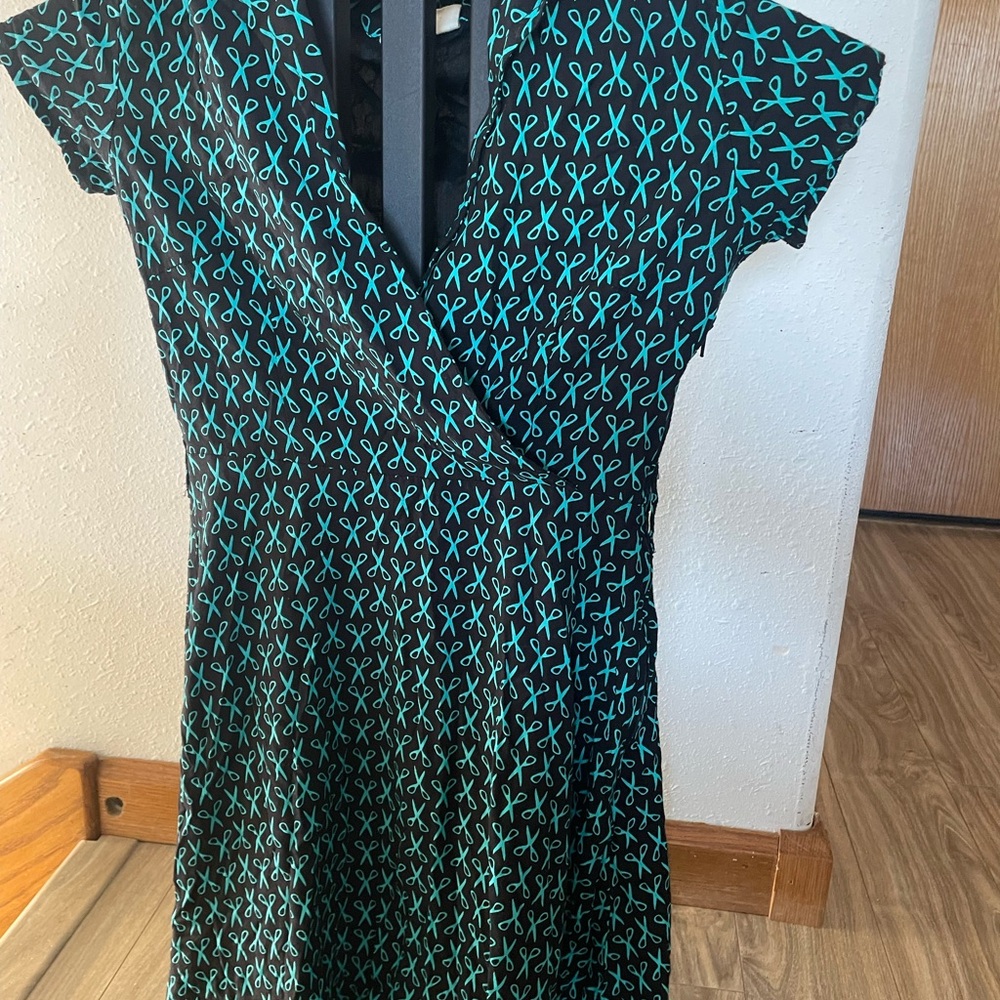Cap-Sleeve Teal Patterned Maxi Wrap Dress